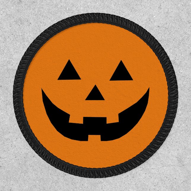 Fun orange Jack o lantern pumpkin face Halloween Patch (Front)