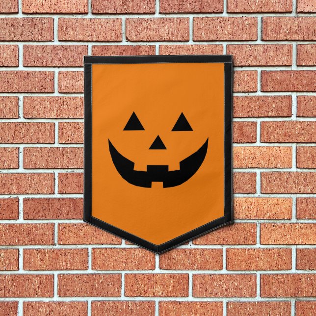 Fun orange Jack o lantern pumpkin face Halloween Pennant (Insitu 1)