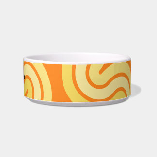 Fun Orange Kitty Cat Personalized Pet Bowls