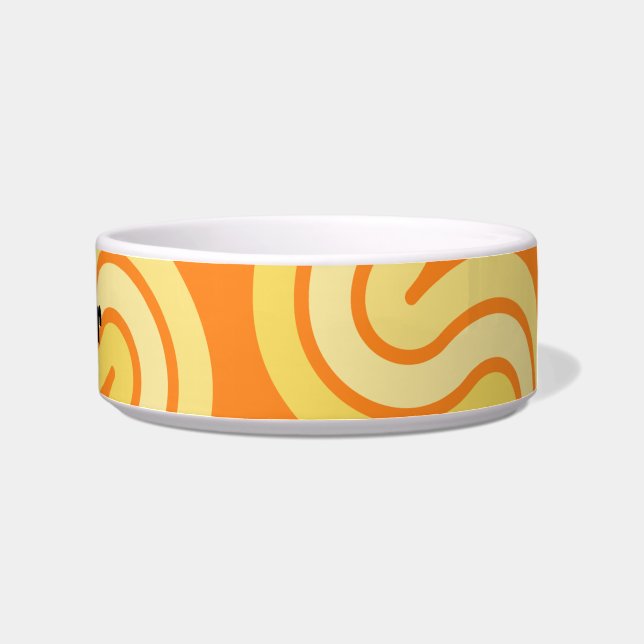 Fun Orange Kitty Cat Personalized Pet Bowls (Right)