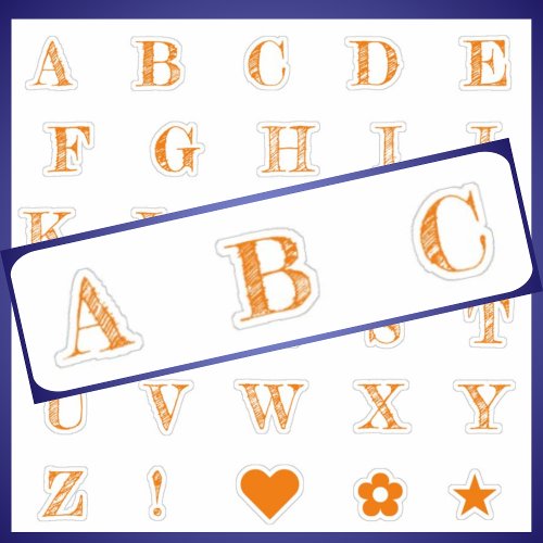 Fun Orange Letters  Monogram Alphabet Stickers