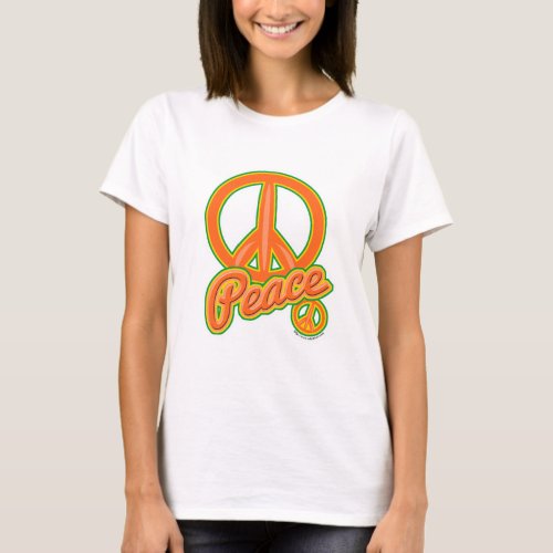 Fun Orange Peace Sign Groovy Saying Design T_Shirt