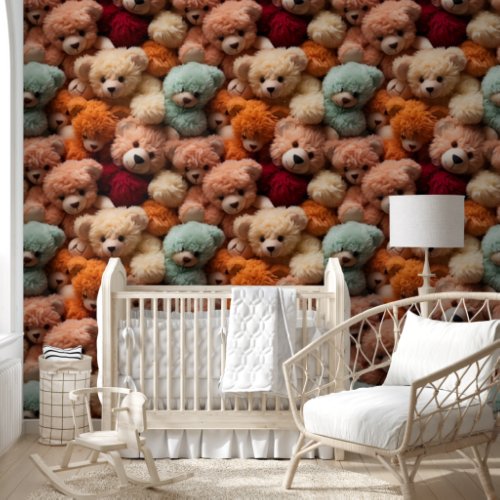 Fun Orange Pink Cream Turquoise Teddy Bear Wallpaper