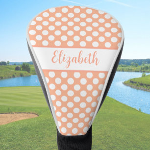 Fun Orange polka dots custom name ladies Golf Head Cover