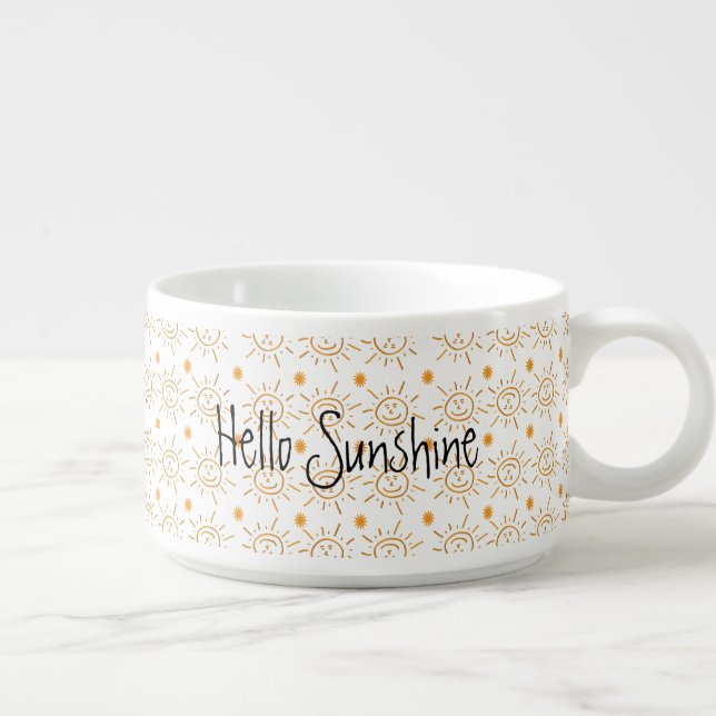 Fun Orange Smile Face Sunshine Pattern Custom Bowl (Left)