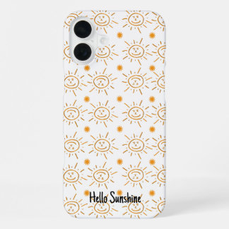 Fun Orange Sunshine Face Pattern Custom iPhone 16 Plus Case