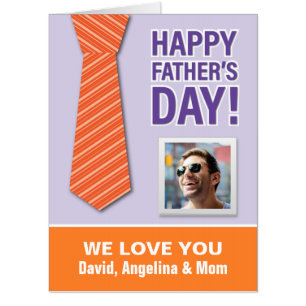 Fun Orange Tie Happy Father's Day Photo Card