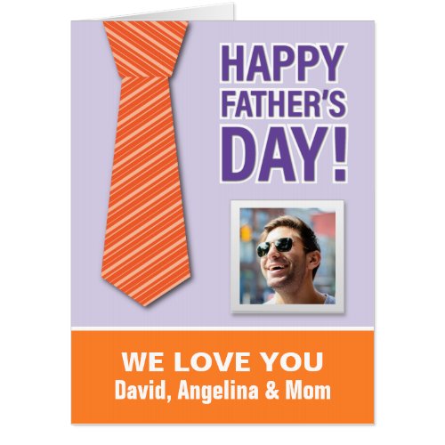 Fun Orange Tie Happy Fathers Day Photo Card