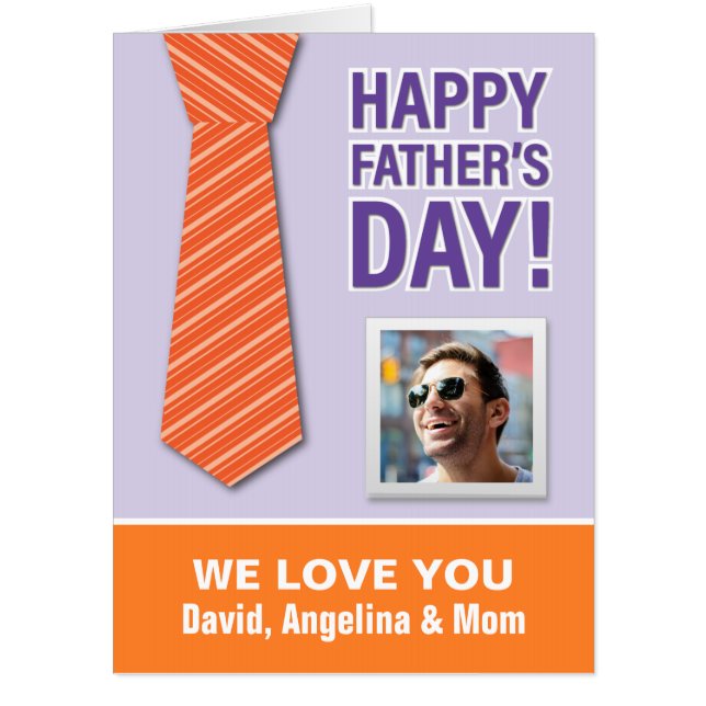 Fun Orange Tie Happy Father's Day Photo Card (Front)