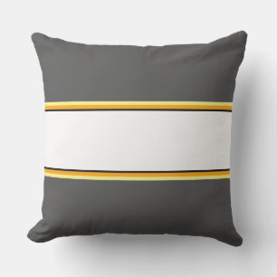 Fun Orange Yellow Black White Gray Racing Stripes Outdoor Pillow