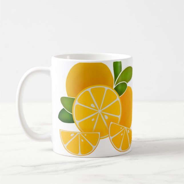Fun oranges minimalist modern graphic coffee mug (Left)
