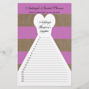 Fun Orchid or Purple Bridal Shower Word Games