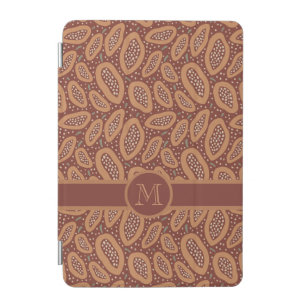 Fun Organic Rust Color Seed Pod Pattern Monogram iPad Mini Cover