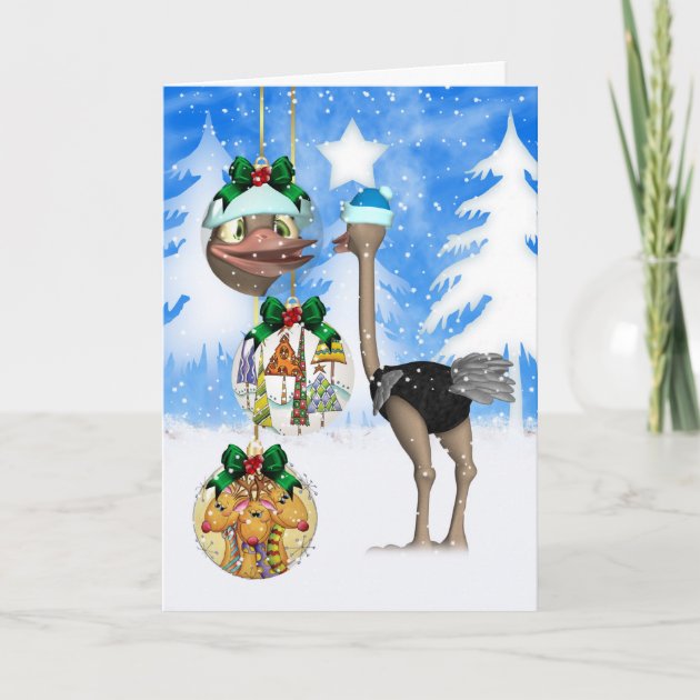 Fun Ostrich Christmas Invitation - Merry Christmas