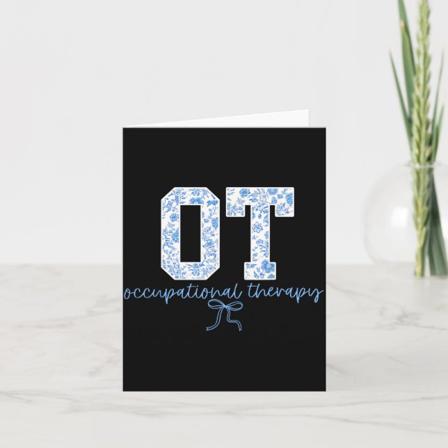 Fun Ot Occupational Therapy Blue Coquette Bow Ot T Card (Front)