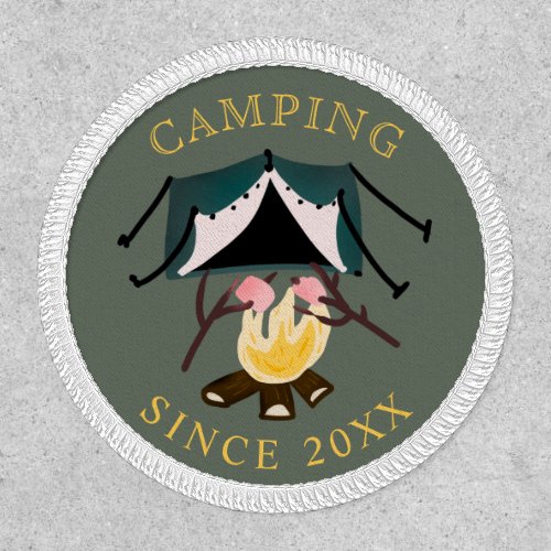Fun outdoor camping fire tent illustration patch