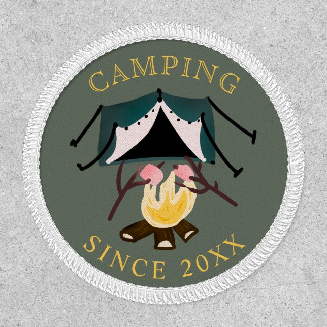 Fun outdoor camping fire tent illustration patch (Front)