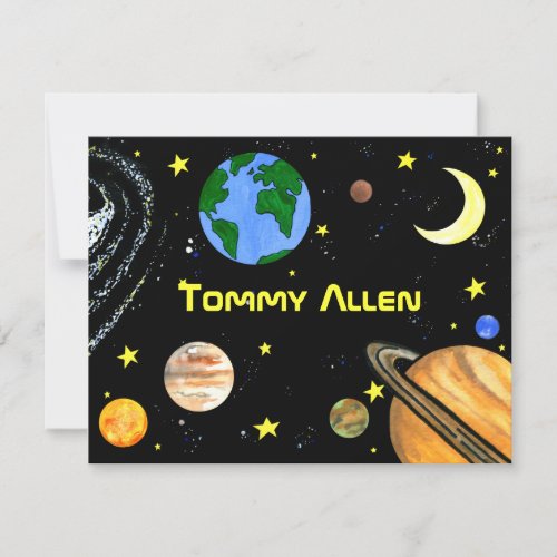 Fun Outer Space Note Card Personalized Announcements