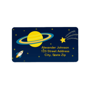 Fun Outer Space Rocket Birthday Address Label
