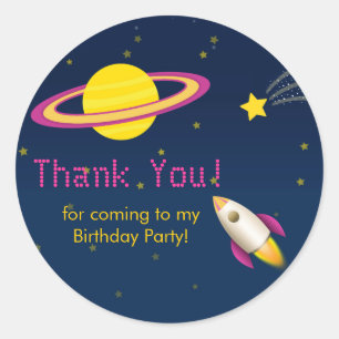 Fun Outer Space Rocket Birthday Party Sticker