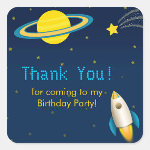 Fun Outer Space Rocket Birthday Party Sticker