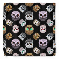 Fun Owl Pattern on Black Background