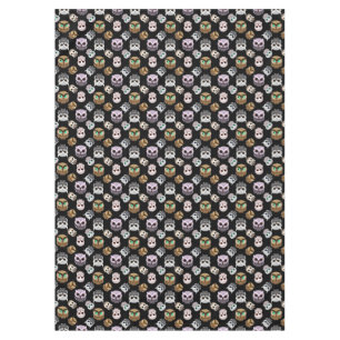 Fun Owl Pattern on Black Background Tablecloth