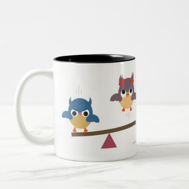 Fun Owls Two-Tone Coffee Mug (Left)