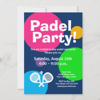 Fun Padel Tennis Sports Party Invitation Template by imagewear at Zazzle