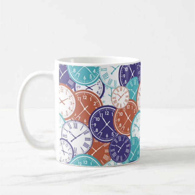 Fun Page Full of Clock Faces Coffee Mug (Left)
