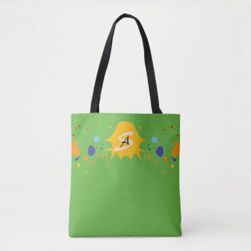 Fun Paint Drips Spring Green Monogrammed Tote Bag