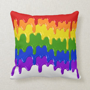 Fun Paint Slim Drips Rainbow Colors Throw Pillow