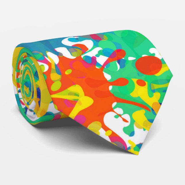 fun paint splash pattern  neck tie (Rolled)