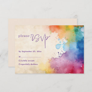 Fun paint splashes wedding rsvp card
