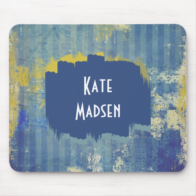 Fun Painted Denim Pattern Personalized Mouse Pad (Front)