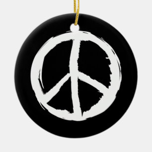fun painterly PEACE SIGN   Ceramic Ornament