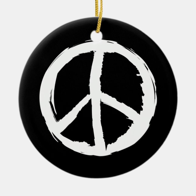 fun painterly PEACE SIGN | Ceramic Ornament (Front)