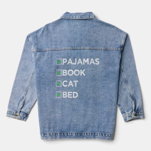 Fun Pajamas Book Cat Bed Bedtime Checklist For Sin Denim Jacket