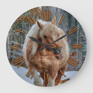 Fun Palomino Paint Ranch Horse Animal-lover Photo Large Clock