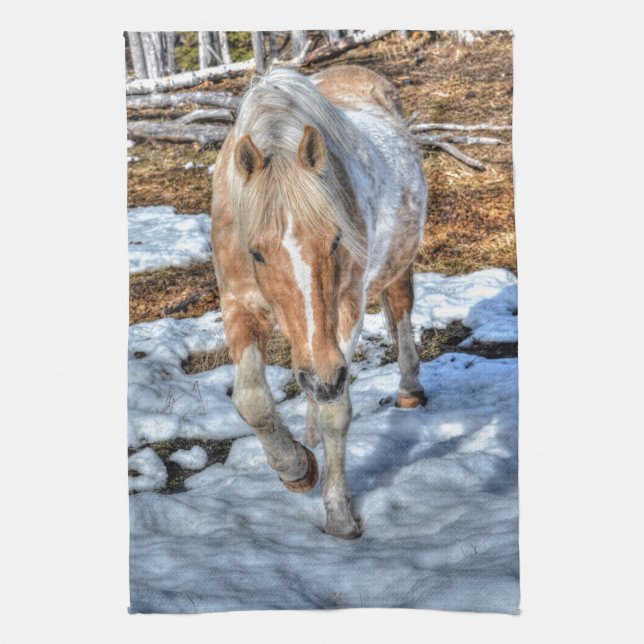 Fun Palomino Paint Ranch Horse Animal-lover Photo Towel (Vertical)