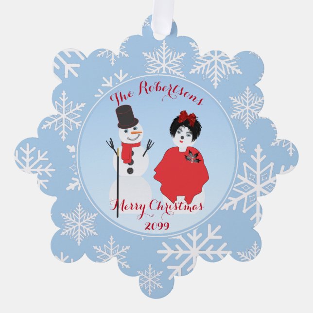 Fun Paper Ornament Card From Snowman Family (Front)
