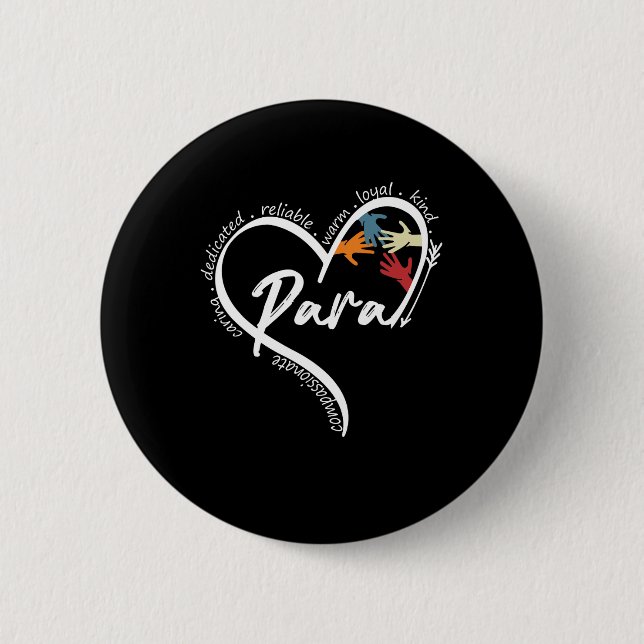 Fun Paraprofessional Graphic Tees Tops Back To Sch Button (Front)