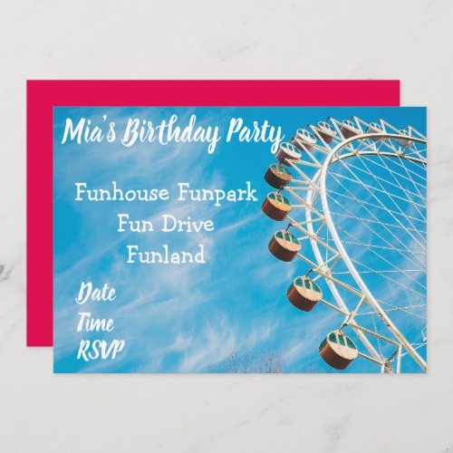 Fun Park Amusement Park teenage Party Invitation