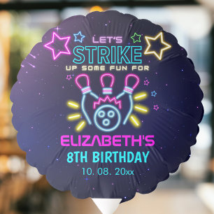 Fun Party Bowling Neon Birthday Girl Balloon