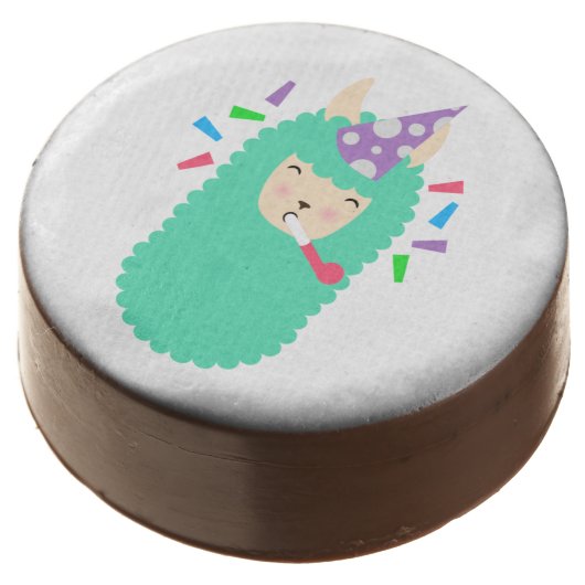 Fun Party Emoji Llama Chocolate Dipped Oreo (Angled)