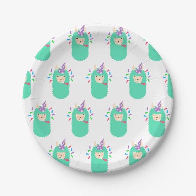 Fun Party Emoji Llama Paper Plates (Front)