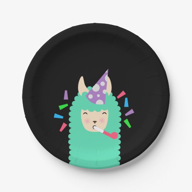 Fun Party Emoji Llama Paper Plates (Front)
