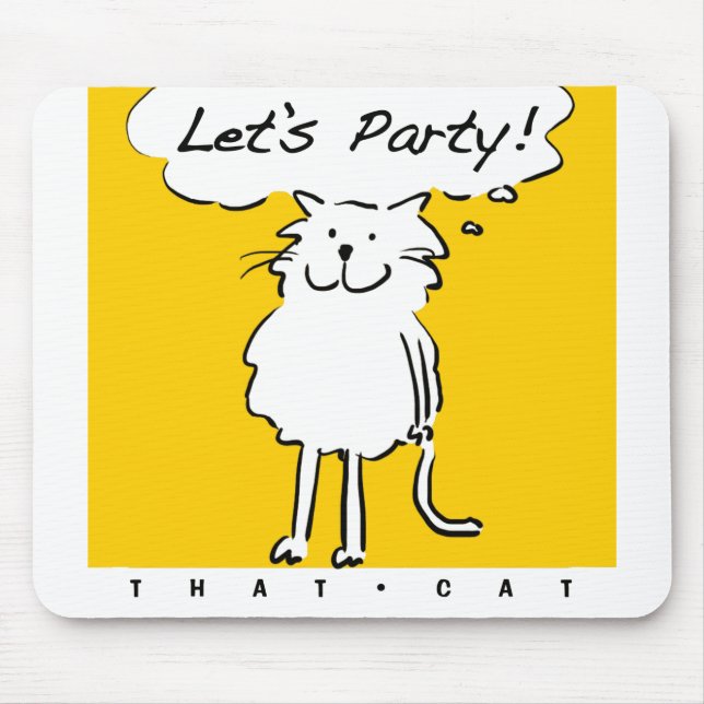 Fun Party Invite with a Cartoon Cat Mouse Pad (Front)