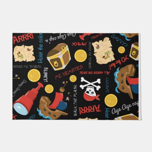 Fun Party Pirate Pattern  Doormat