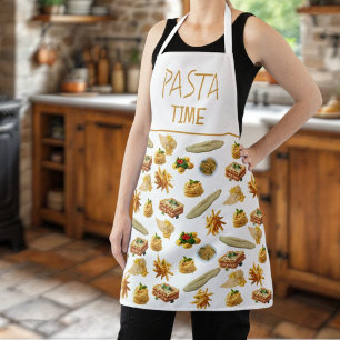 Fun Pasta Variety Pattern Ready to Personalize Apron